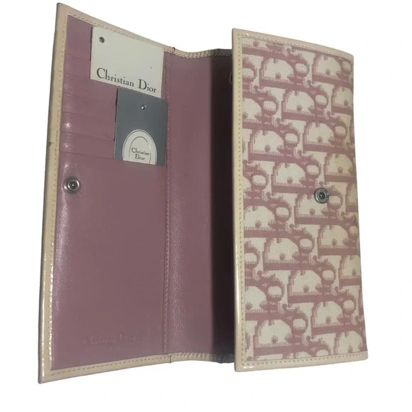 DIOR Vintage Pink Trotter Logo Girly #1 Long Wallet - Picture 2 of 9